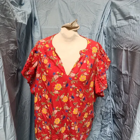 MONSOON WOMEN'S RED FLORAL PRINT BLOUSE – UK SIZE M