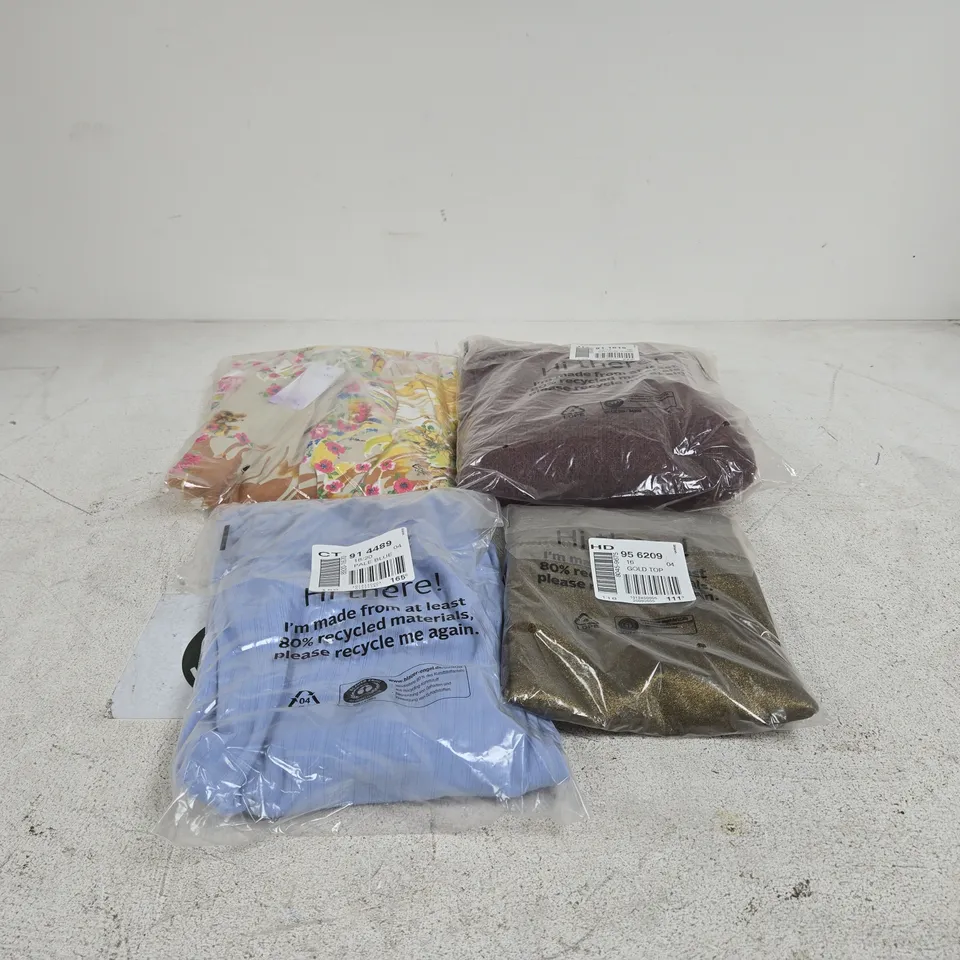 BOX OF APPROXIMATELY 20 ASSORTED CLOTHING ITEMS OF VARIOUS STYLES AND SIZES TO INCLUDE LASCANA, GOLD TOP, BROWN JUMPER ETC