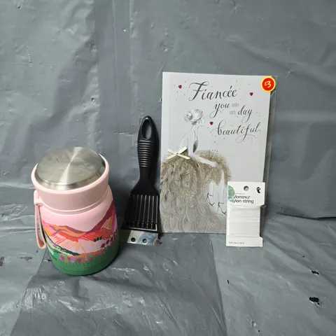 APPROXIMATELY 10 ASSORTED ITEMS TO INCLUDE - NYLON STRING , WIRE BRUSH , CARDS ETC