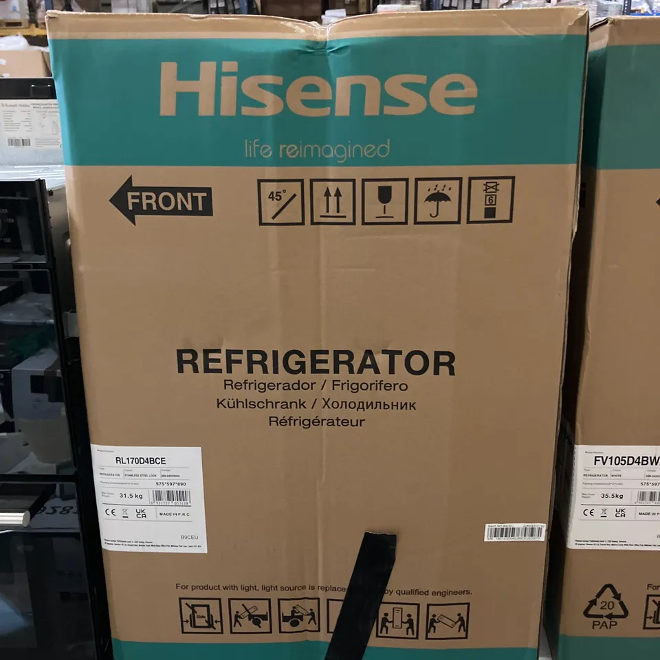 BOXED HISENSE RL170D4BCE UNDER COUNTER FRIDGE - UNPROCESSED RAW RETURN