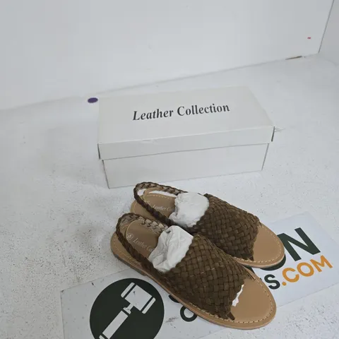 LEATHER COLLECTION BROWN WOVEN SANDALS – UK 4 (EU 37)