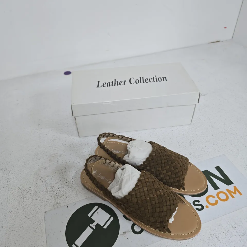 LEATHER COLLECTION BROWN WOVEN SANDALS – UK 4 (EU 37)