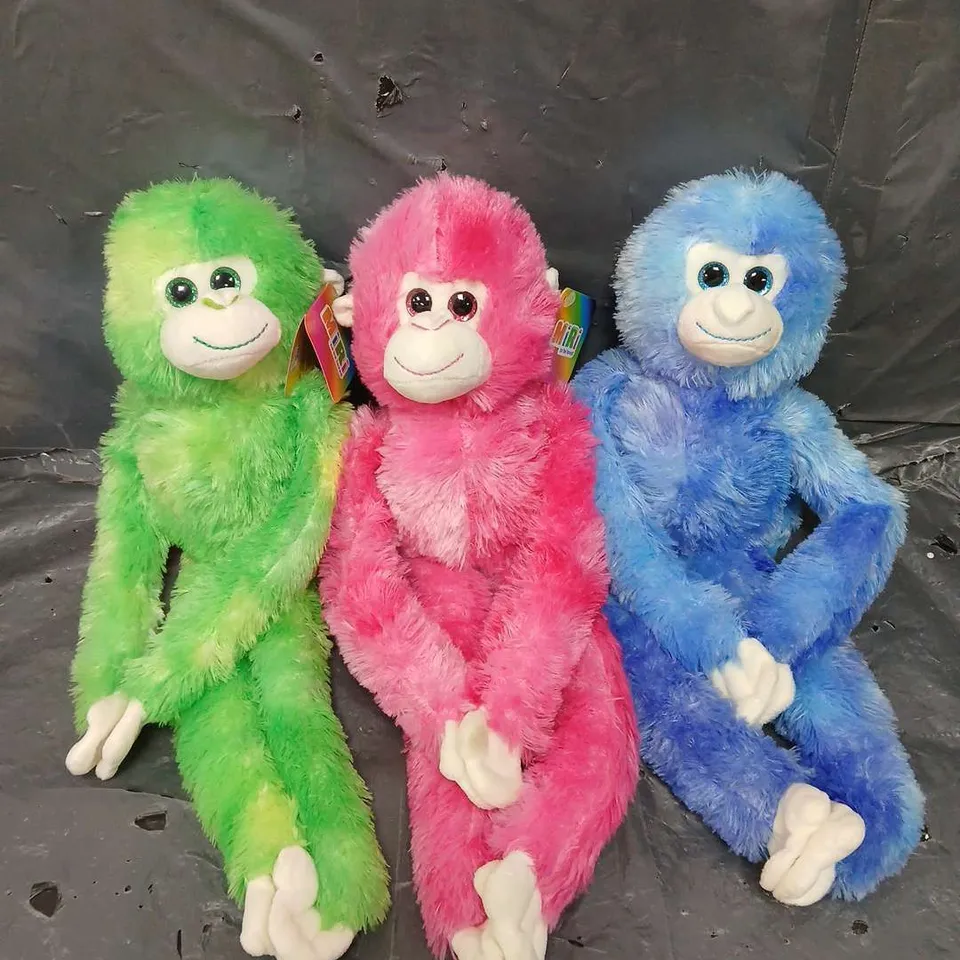 5 X MIRI HANGING MONKEY PLUSH TOYS IN VARIOUS COLOURS 