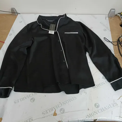 DOROTHY PERKINS BLACK BUTTONED THROUGH BLOUSE SIZE UK14