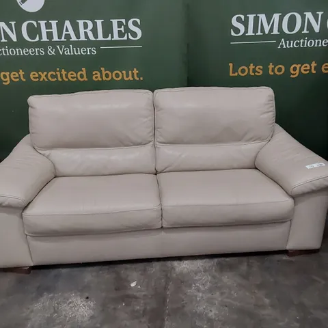 QUALITY DESIGNER THREE SEATER SOFA CREAM LEATHER 