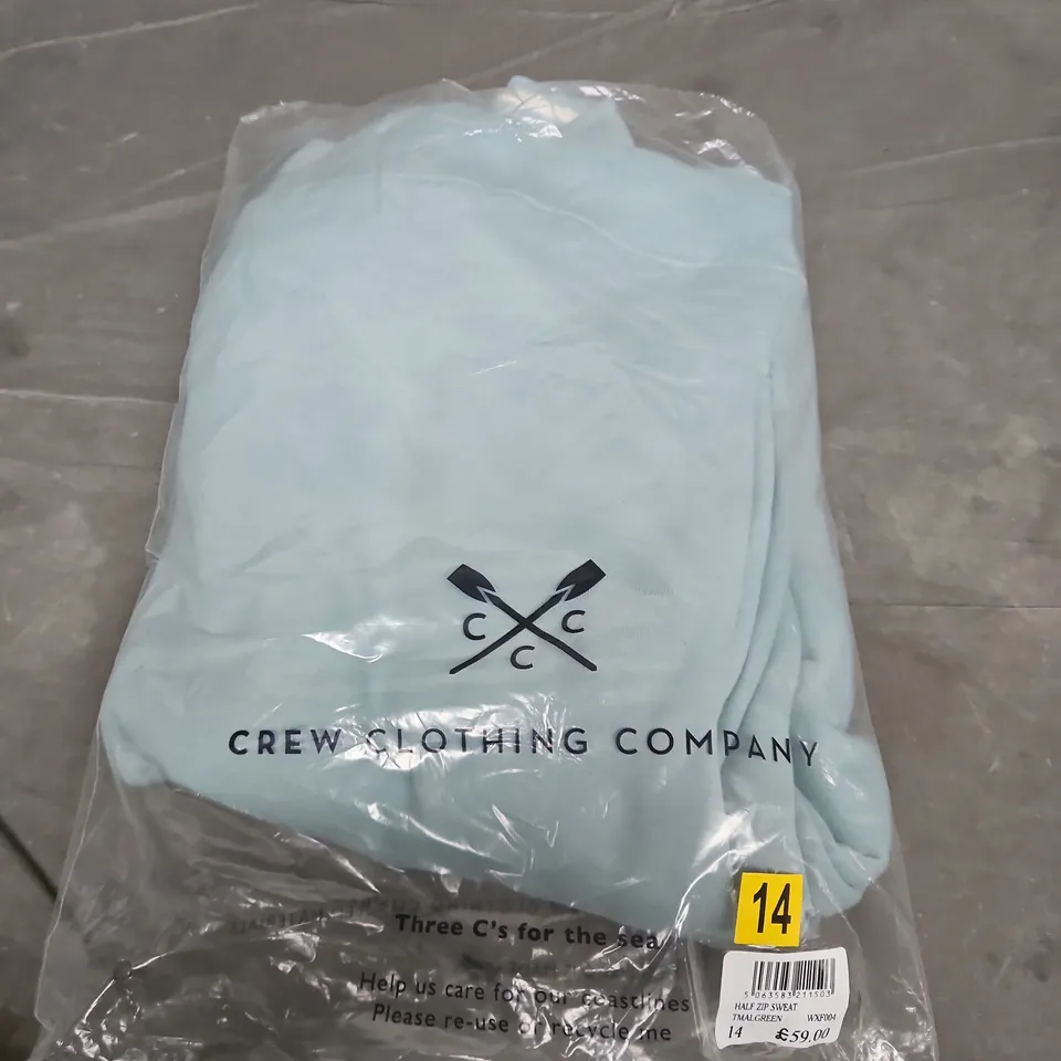 CREW CLOTHING COMPANY HALF ZIP SWEATSHIRT – GREEN – UK SIZE 14