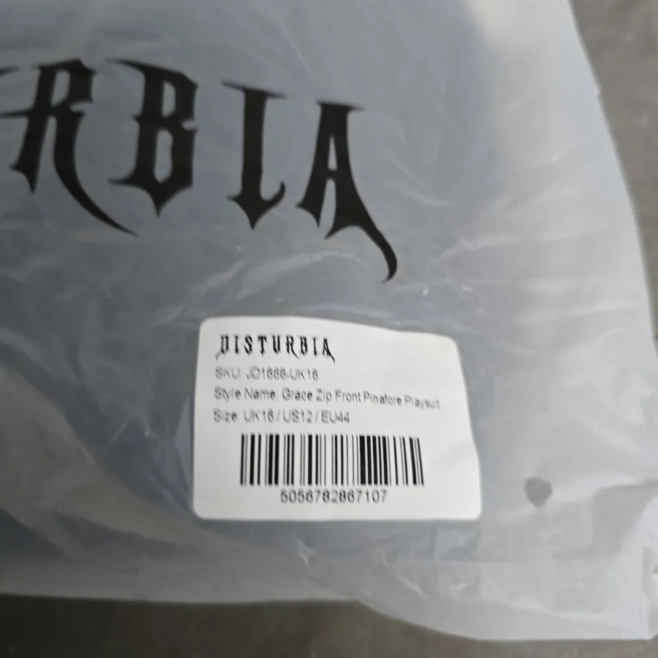 BAGGED DISTURBIA GRACE ZIP FRONT PLAYSUIT – UK16 