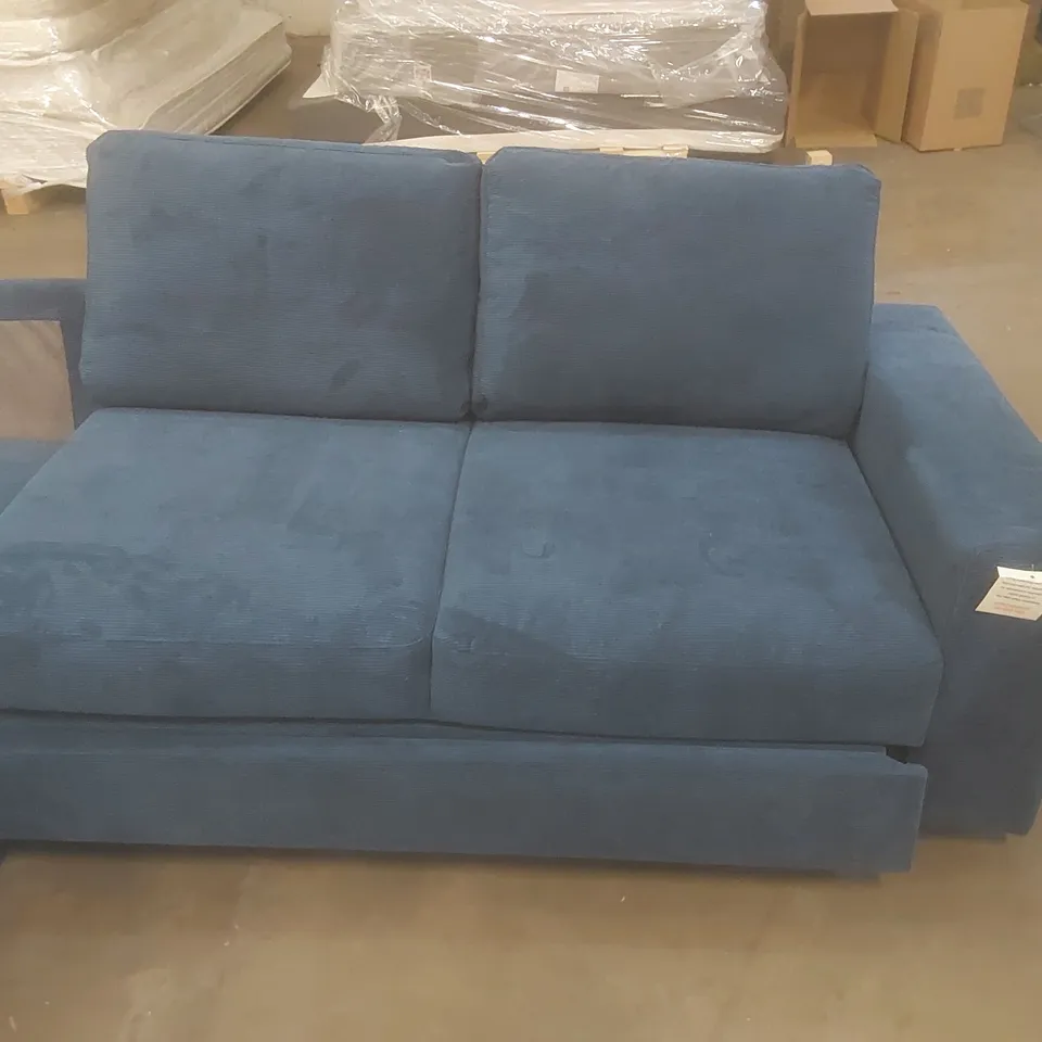 DESIGNER FABRIC UPHOLSTERED CORNER CHAISE SOFA - BLUE 