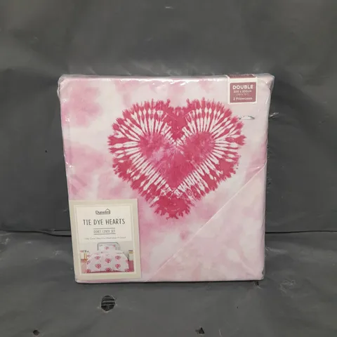 SEALED DUNELM TIE DYE HEARTS DUVET COVER SET - DOUBLE 