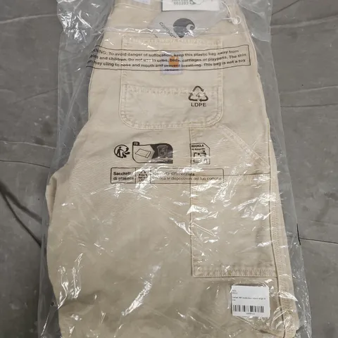 BAGGED CARHARTT WIP DOUBLE KNEE RELAXED STRAIGHT FIT JEANS IN BEIGE - W34