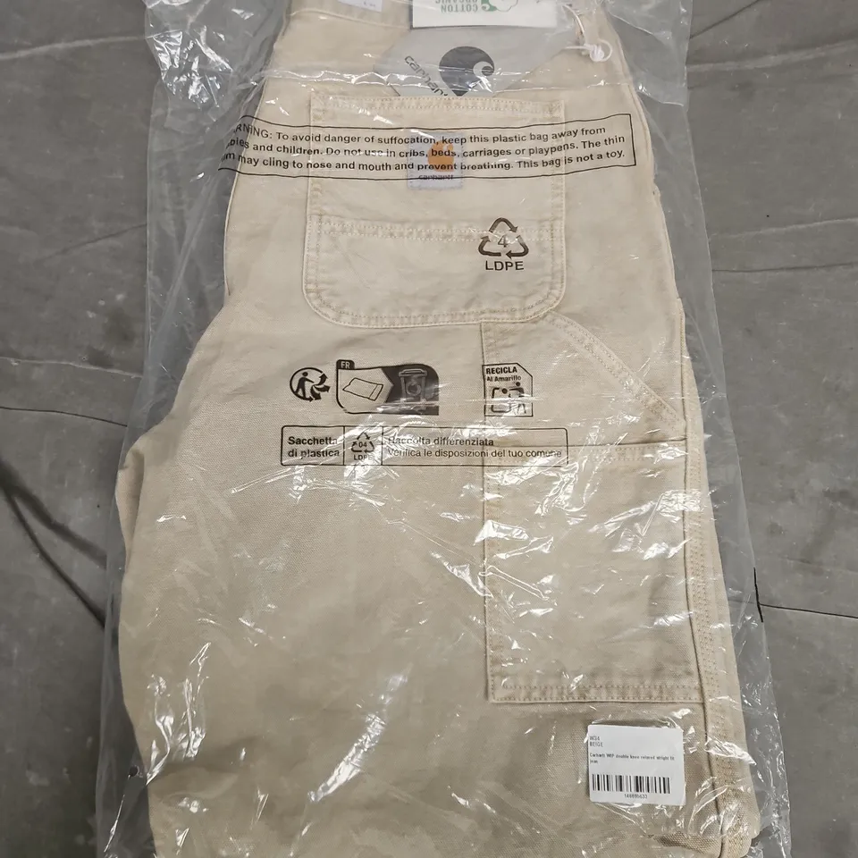 BAGGED CARHARTT WIP DOUBLE KNEE RELAXED STRAIGHT FIT JEANS IN BEIGE - W34