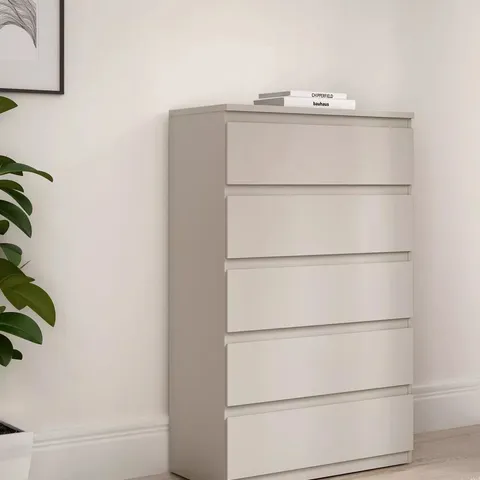 BOXED LISSON NARROW CHEST OF 5 DRAWERS 