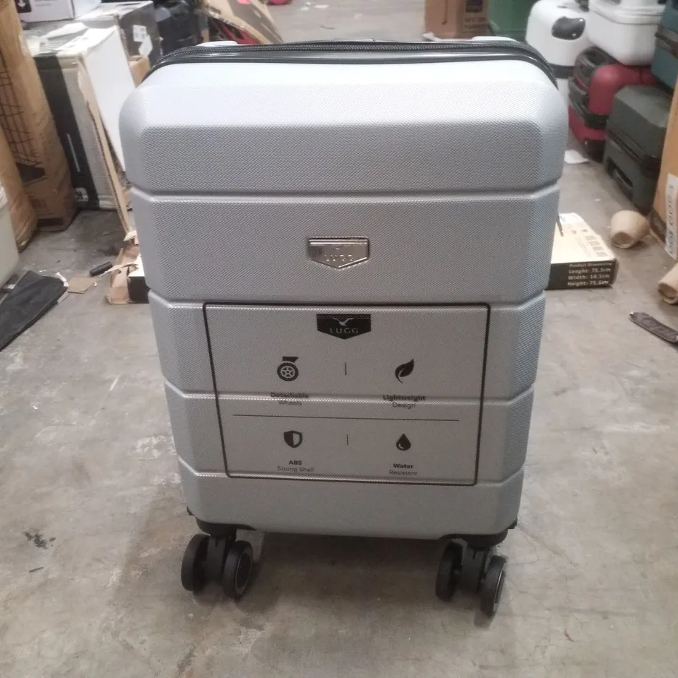 LUGG JETSET 40CM SUITCASE 40X30X20CM HARD SHELL ABS - SPINNER & REMOVABLE WHEELS - LIGHTWEIGHT TRAVEL LUGGAGE- SILVER