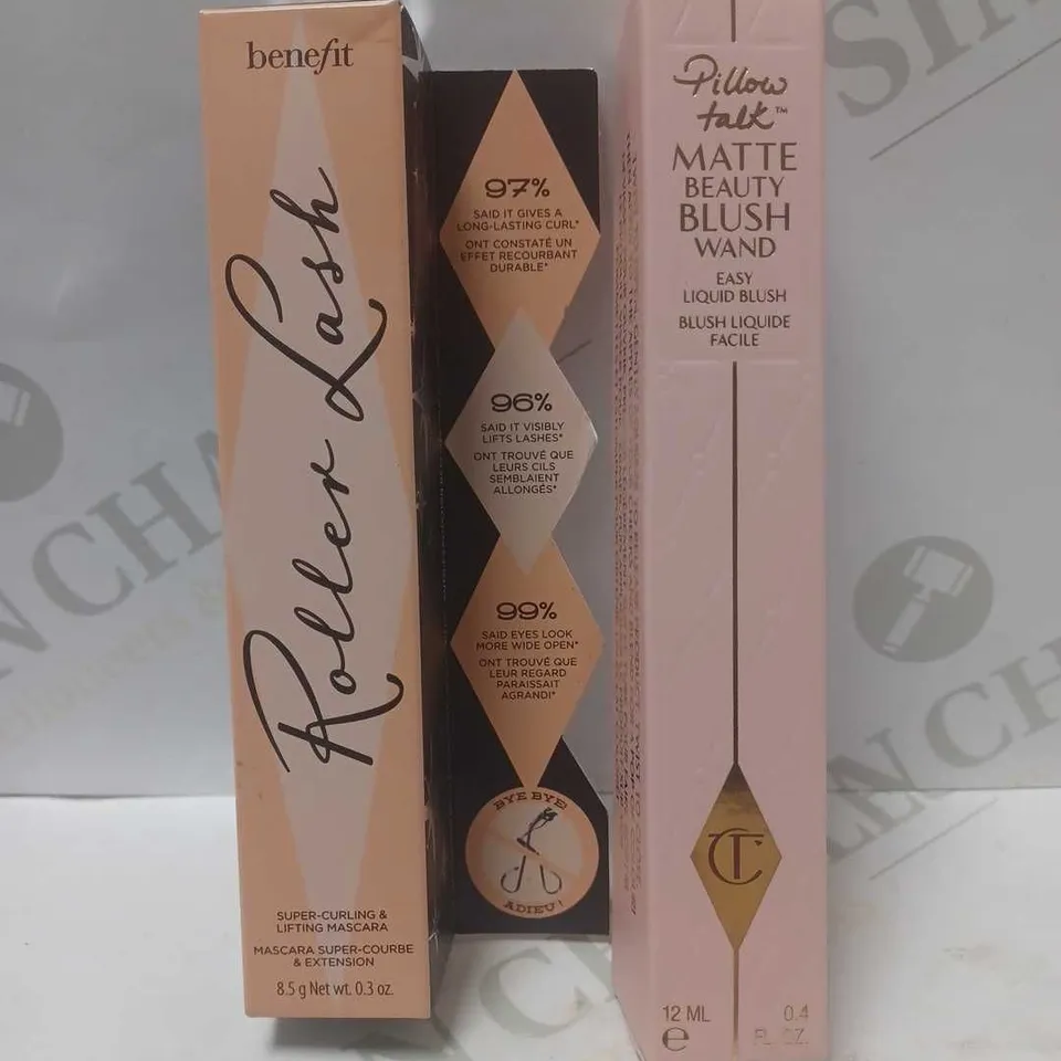 LOT OF 2 BEAUTY PRODUCTS TO INCLUDE BENEFIT LIFTING MASCARA #BLACK & PILLOW TALK MATTE BEAUTY BLUSH WAND #PEACH POP 