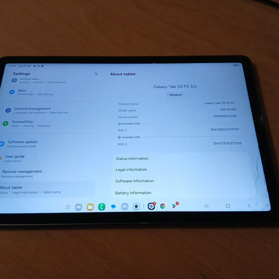 SAMSUNG GALAXY TAB S9 FE 5G TABLET – SM-X516B, SPACE GRAY