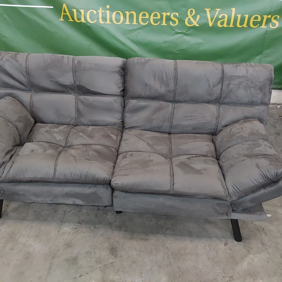 DESIGNER CLICK KLACK SOFA BED CHARCOAL PLUSH FABRIC 