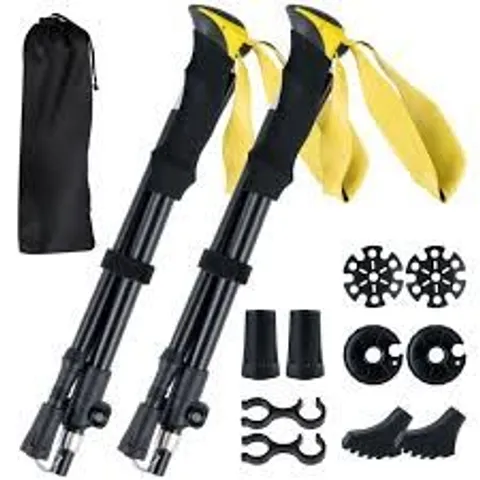 BOXED COSTWAY FOLDING HIKING POLES WITH QUICK RELEASE FOR HEIGHT 166-195cm YELLOW