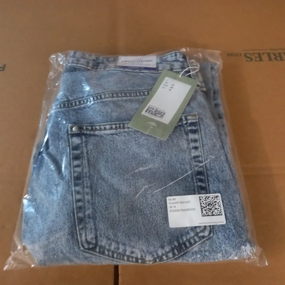 H&M BAGGED VINTAGE STRAIGHT HIGH WAIST JEANS - UK 16
