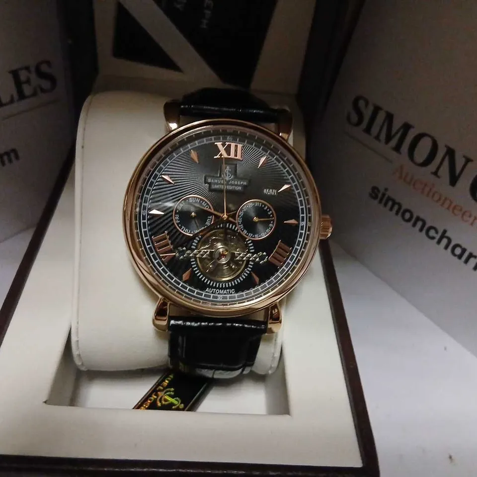 SAMUEL JOSEPH AUTOMATIC LIMITED EDITION ROSE GOLD & BLACK WATCH – SJ0003