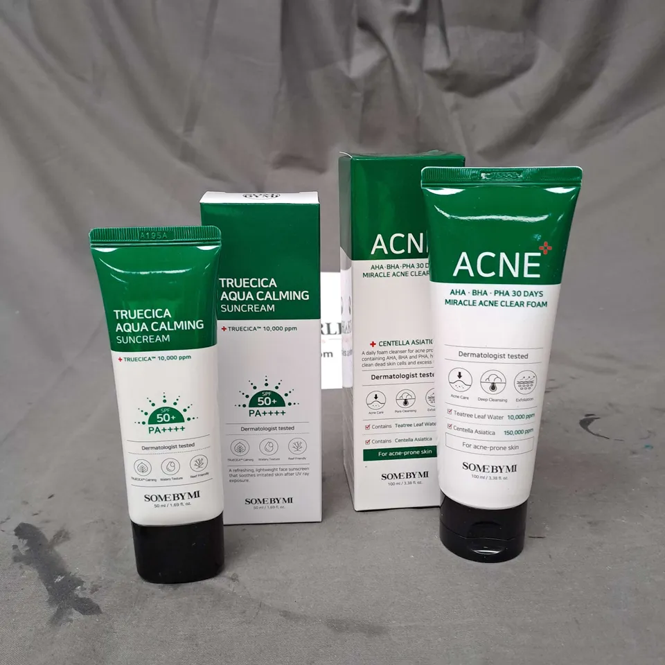 LOT OF 2 SOME BY MI MIRACLE ACNE CLEAR FOAM 10ML AND SUNCREAM 50ML