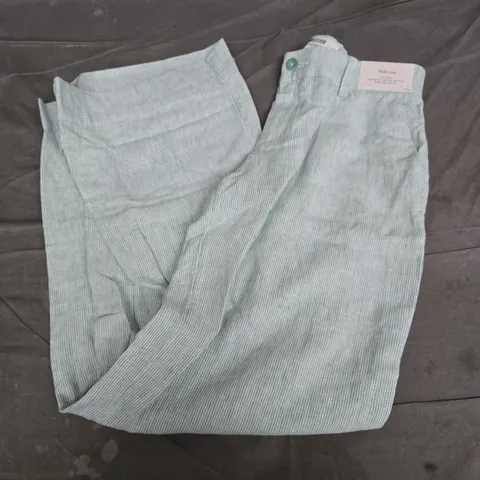 HOLLISTER WIDE LEG LOW-RISE TROUSERS IN GREEN STRIPE - S REGULAR