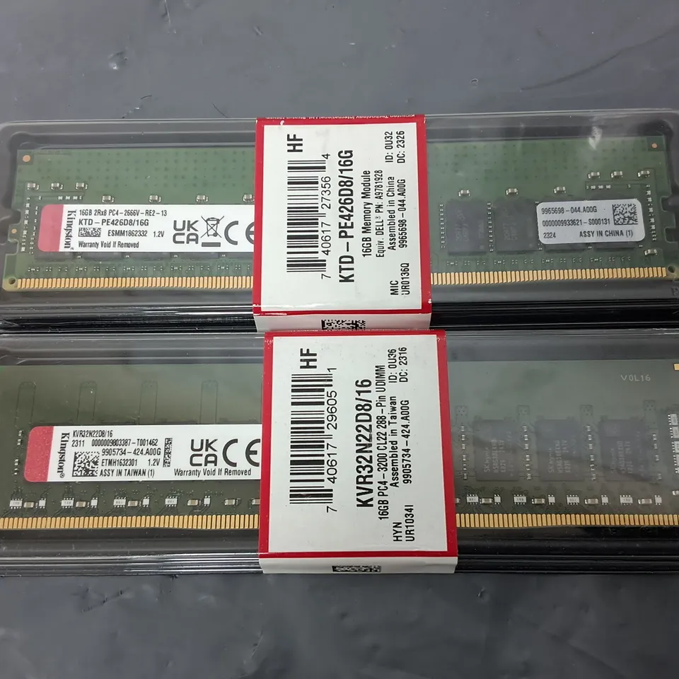 LOT OF 2 KINGSTON 16GB MEMORY MODULES