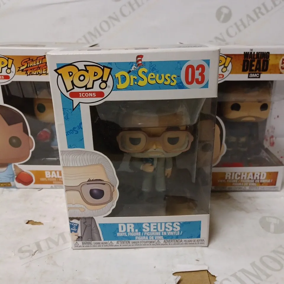 LOT OF 3 ASSORTED POP! VINYLS TO INCLUDE THE WALKING DEAD RICHARD, DR. SEUSS, STREET FIGHTER BALROG