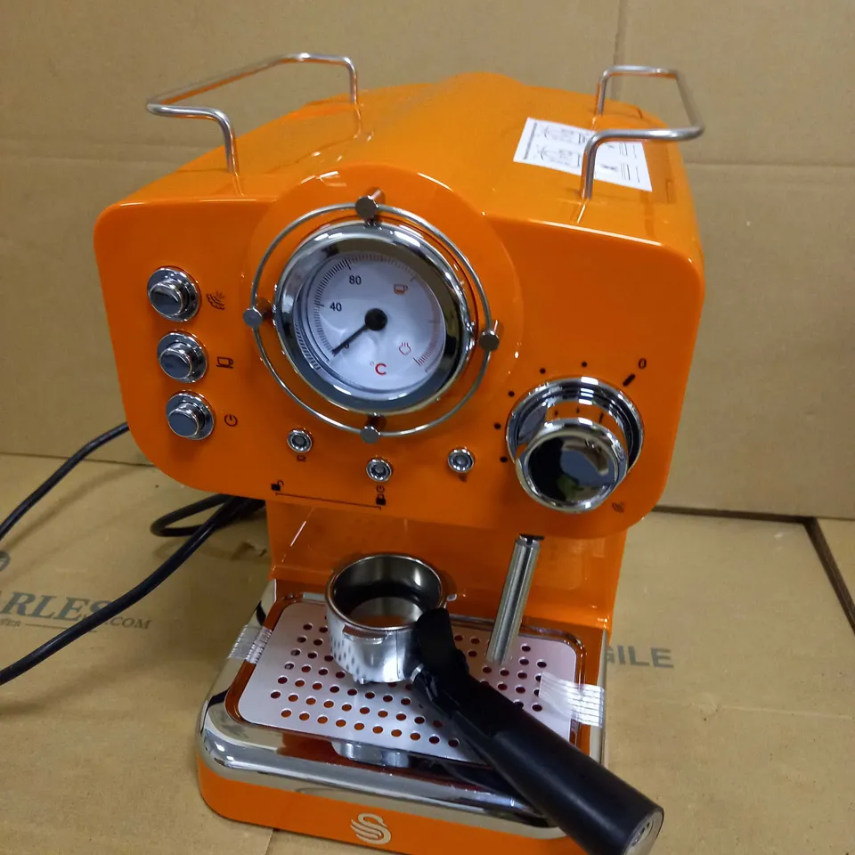 SWAN RETRO PUMP ESPRESSO COFFEE MACHINE - ORANGE