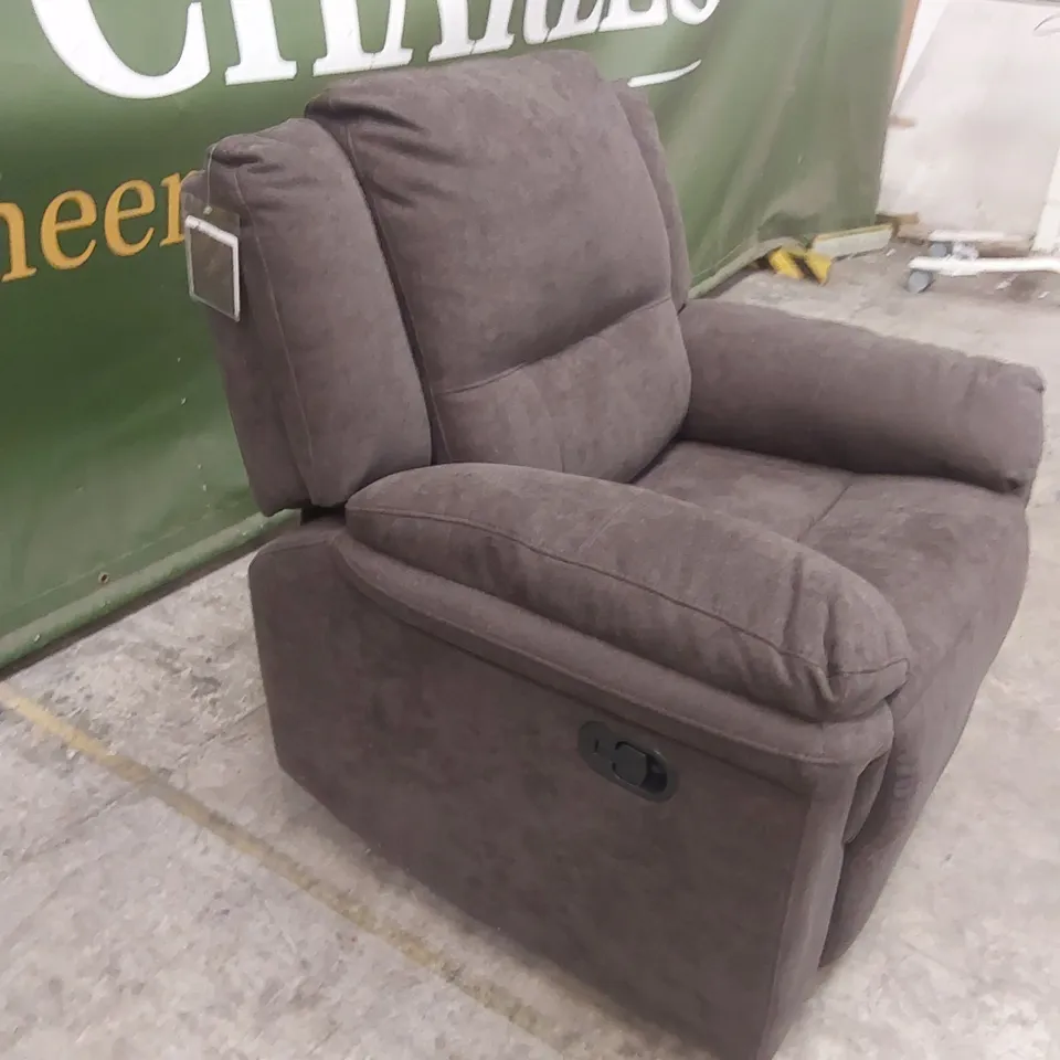 ALBION FABRIC HIGH BACK MANUAL RECLINER ARMCHAIR - CHARCOAL  RRP £479