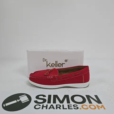 DR KELLER WOMEN'S RED MOCCASIN-STYLE LOAFERS SIZE UK 8