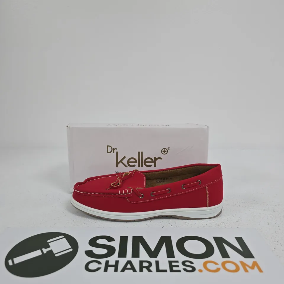 DR KELLER WOMEN'S RED MOCCASIN-STYLE LOAFERS SIZE UK 8