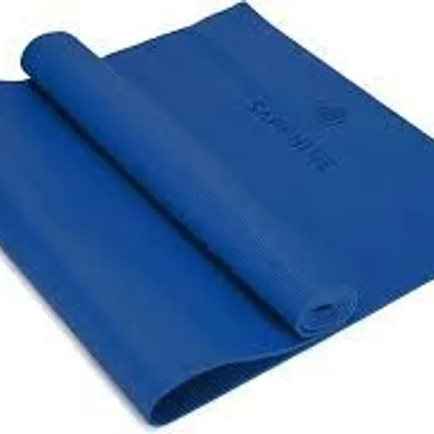 BOXED KAYMAN YOGA & EXERCISE MAT  WITH CARRY STRAP - NAVY AND LIGHT BLUE 