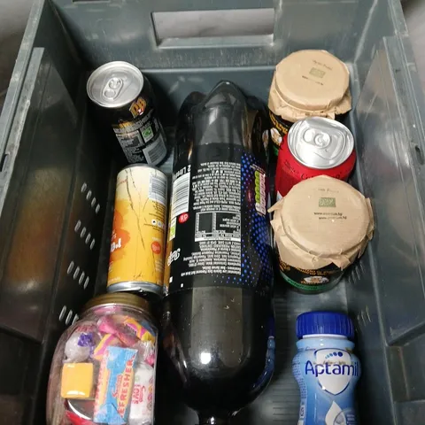 APPROXIMATELY 10 ASSORTED FOOD AND DRINK ITEMS INCLUDING  APTAMIL BABY FORMULA & COLA CAN