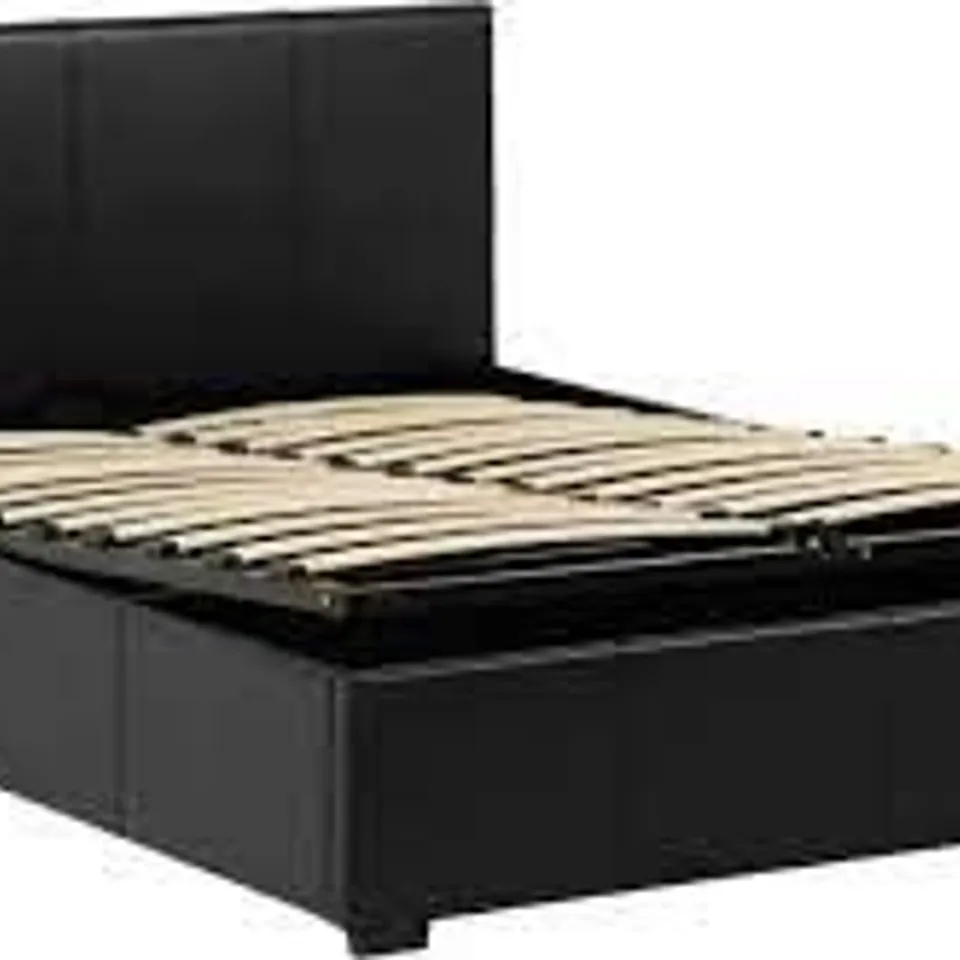 BOXED WAVERLEY 4'6" STORAGE BED IN BLACK PU - 2 BOXES 