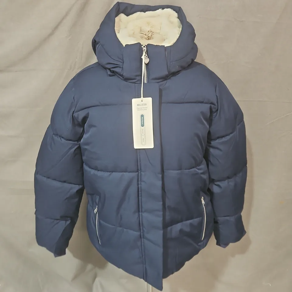 HOLLISTER WARMEST PUFFER JACKET – NAVY, SIZE L