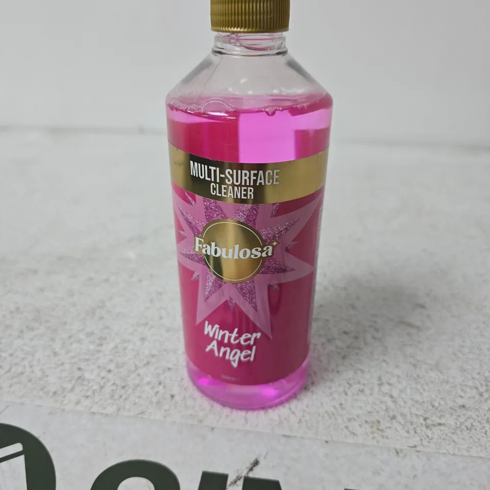 APPROXIMATELY 15 ASSORTED HOUSEHOLD LIQUIDS INCLUDING FABULOSA WINTER ANGEL AND FABULOSA ROUGE MULI SURFACE CLEANER 