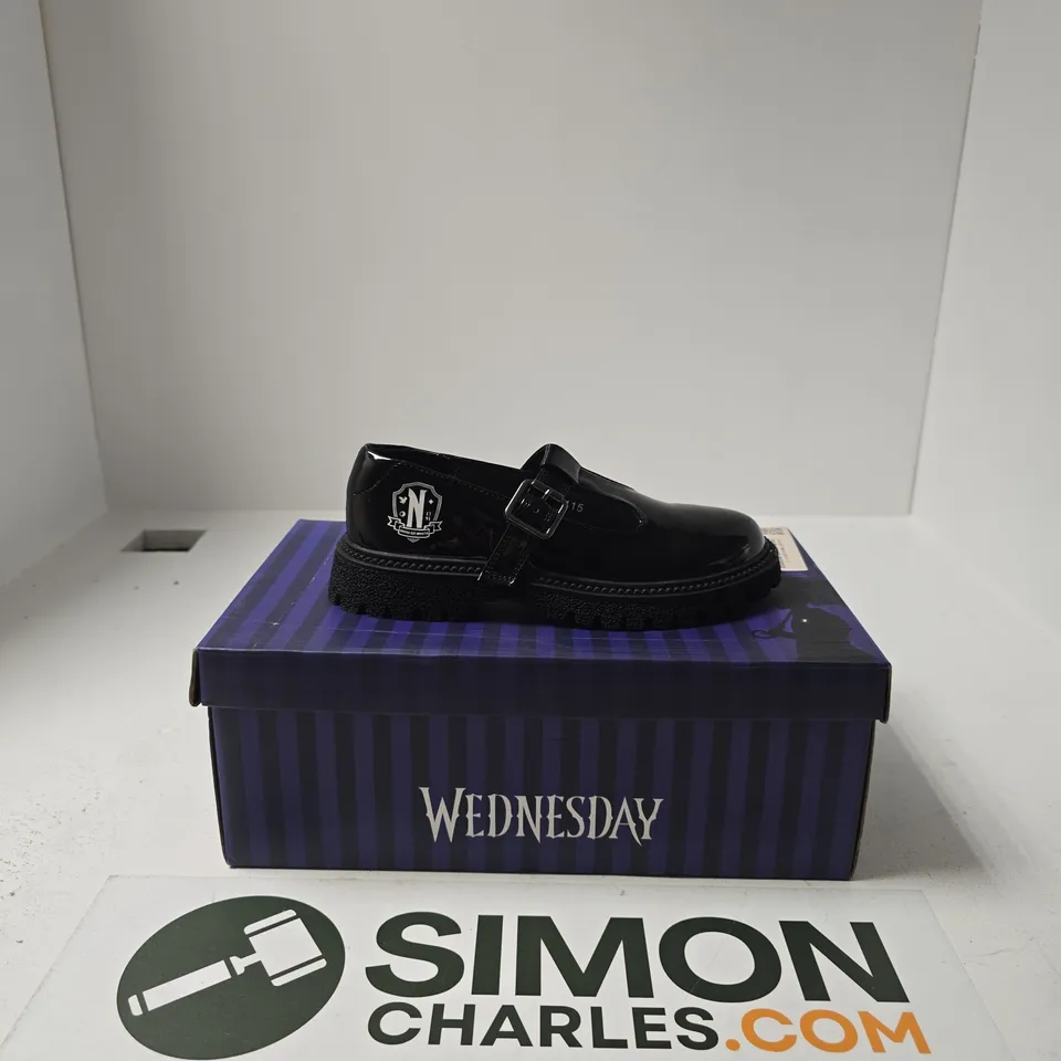 BOXED PAIR OF WEDNESDAY LOW WEDGE SHOES SIZE EU 34