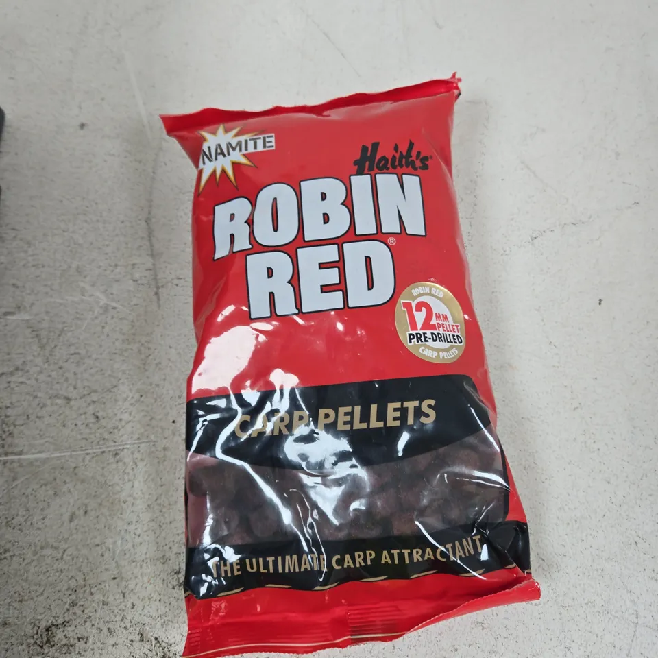 TOTE OF APPROXIMATELY 8 ASSORTED ITEMS TO INCLUDE: RED ROBIN CARP PELLETS