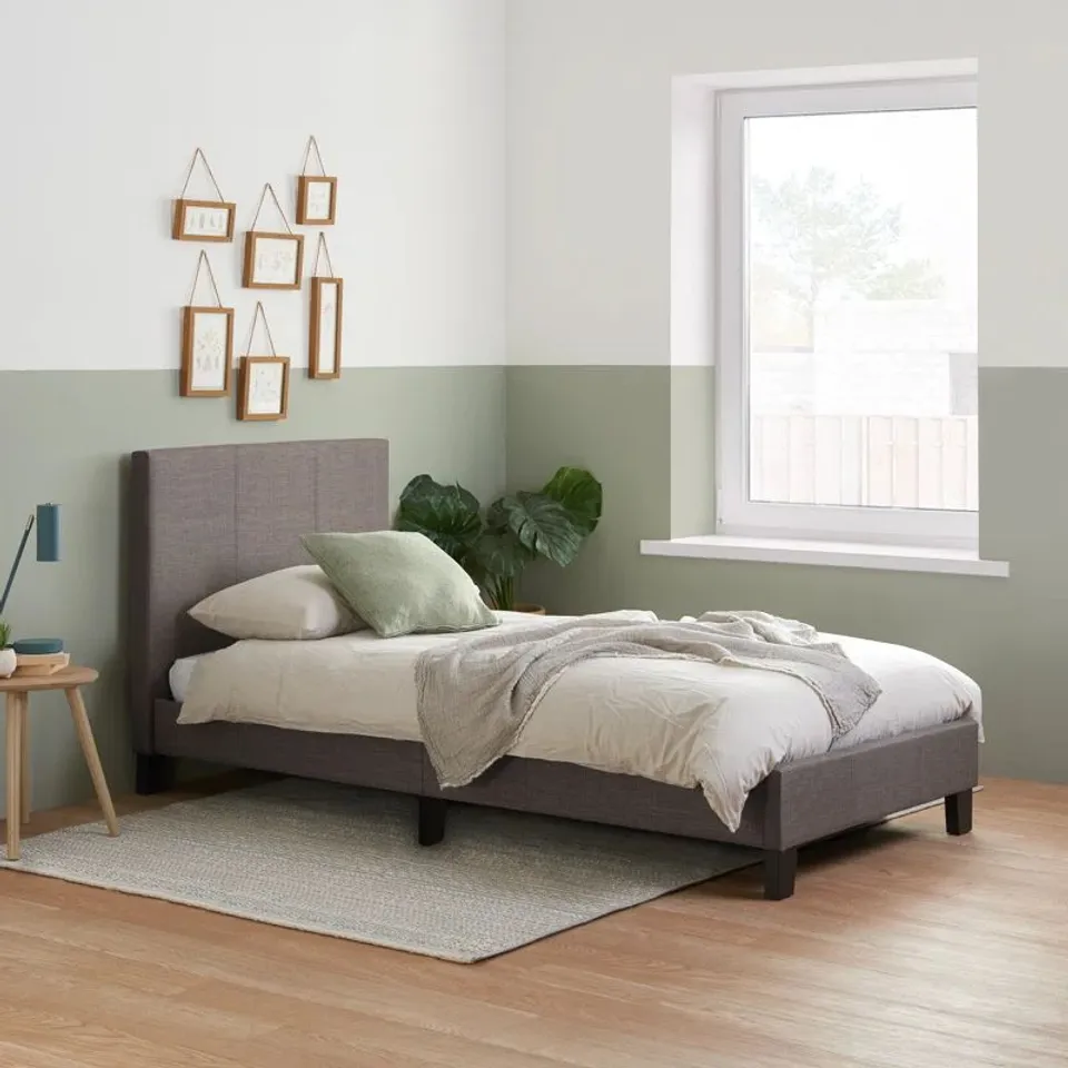 BOXED BECKEY UPHOLSTERED BED FRAME - 90CM SINGLE