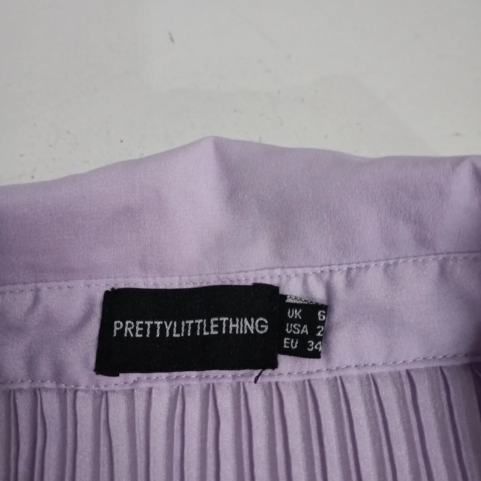 PRETTYLITTLETHING LILAC BUTTON-DOWN BLOUSE, UK 6 (EU 34)