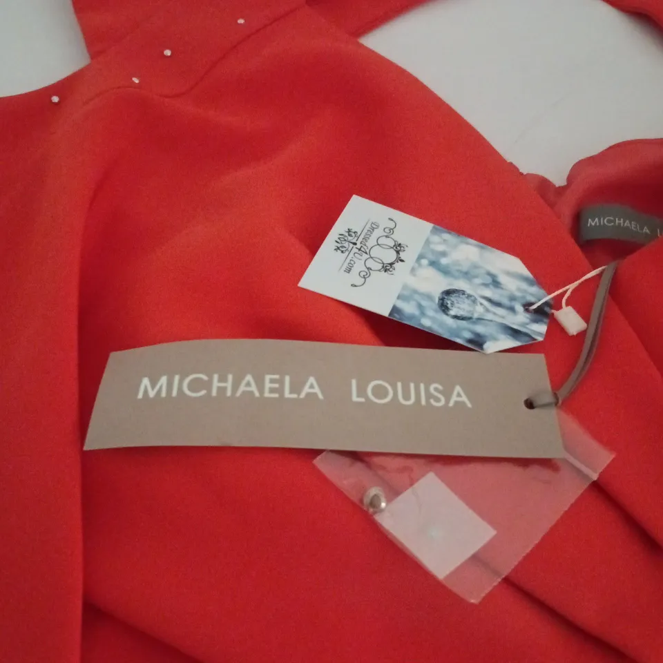 MICHAELA LOUISA ORANGE DRESS WITH SILVER STUDS UK 14 TAGGED
