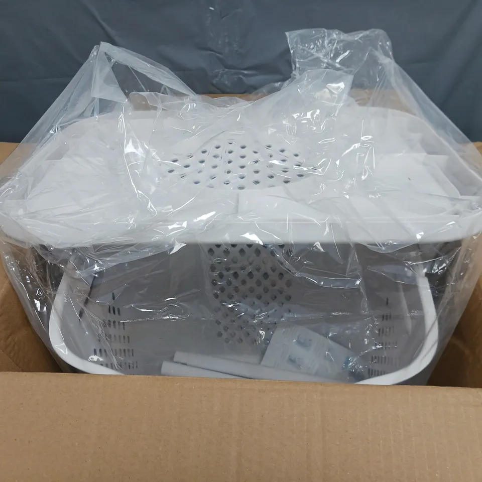 BOXED TWO TIERED LAUNDRY BASKET IN GRAYISH WHITE 