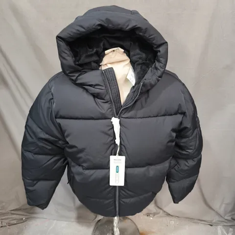 HOLLISTER BLACK HOODED PUFFER JACKET, SIZE M