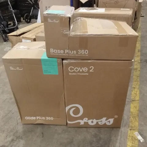 BOXED SILVER CROSS COVE 2 STROLLER, WITH BABY CAR SEAT AND BASE (3 BOXES)