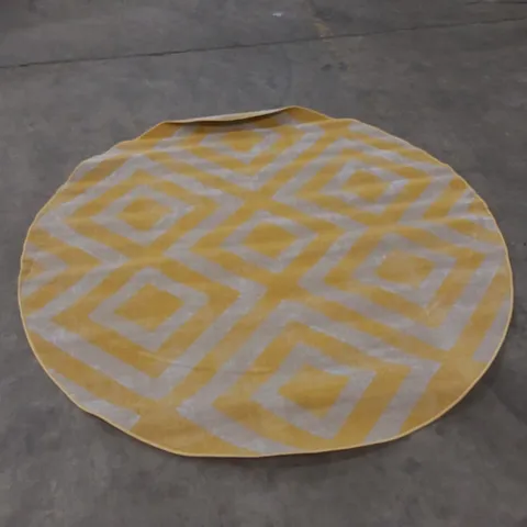 BRAND NEW POCO HOME ROUND AREA RUG - YELLOW/WHITE // DIAMETER: 200cm