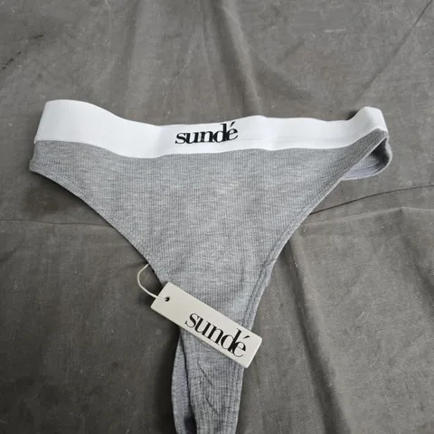 SUNDÉ GREY MARL RIBBED THONG – UK XXS 