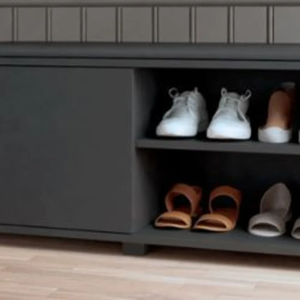 BRAND NEW BOXED DEVON BLACK STORAGE BENCH WITH CUSHION