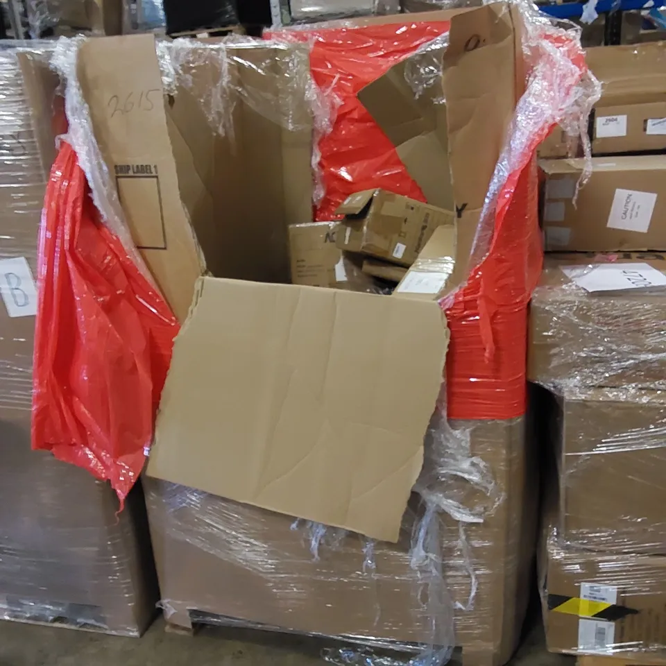 PALLET TO CONTAIN ASSORTED HOUSEHOLD ITEMS AND CONSUMER PRODUCTS. INCLUDING JUICER BLENDER SET, COOKER HOOD, KIDS BIKE, AUDIO TURNTABLES, TELESCOPE ETC