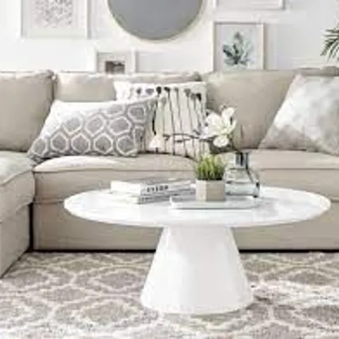 BOXED PALMA WHITE GLOSS COFFEE TABLE , INCOMPLETE ONLY BOX 1 /2 CONTAINING LEGS