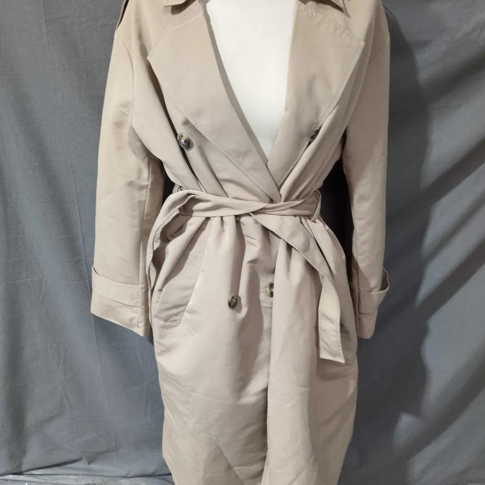 VERO MODA VM CHLOE LONG TRENCH COAT – SILVER MINK – SIZE S